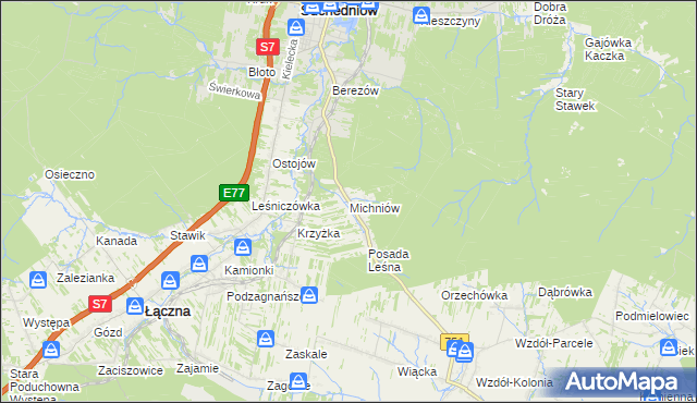 mapa Michniów, Michniów na mapie Targeo