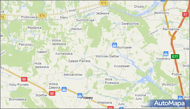 mapa Michrów-Stefów gmina Pniewy, Michrów-Stefów gmina Pniewy na mapie Targeo