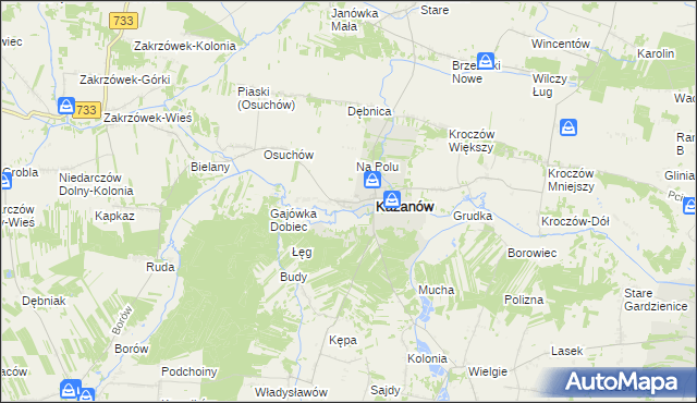 mapa Miechów gmina Kazanów, Miechów gmina Kazanów na mapie Targeo