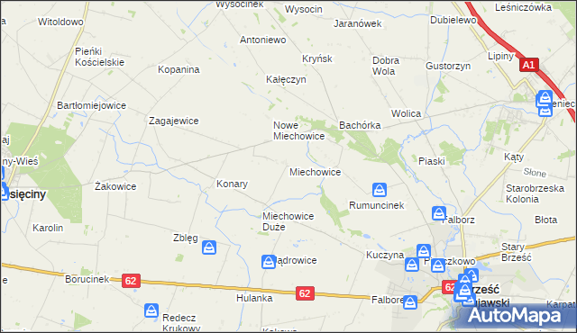 mapa Miechowice gmina Brześć Kujawski, Miechowice gmina Brześć Kujawski na mapie Targeo