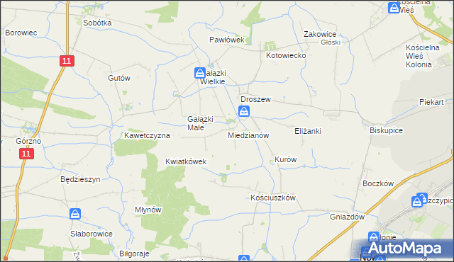 mapa Miedzianów, Miedzianów na mapie Targeo