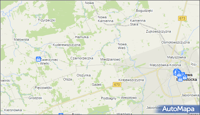 mapa Miedzianowo, Miedzianowo na mapie Targeo