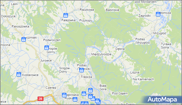 mapa Międzybrodzie, Międzybrodzie na mapie Targeo