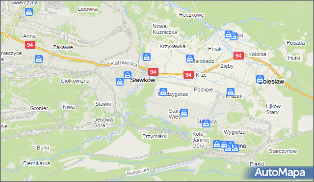 mapa Międzygórze gmina Bolesław, Międzygórze gmina Bolesław na mapie Targeo