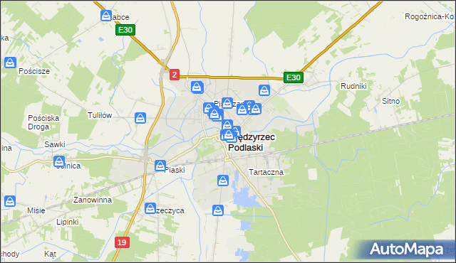 mapa Międzyrzec Podlaski, Międzyrzec Podlaski na mapie Targeo
