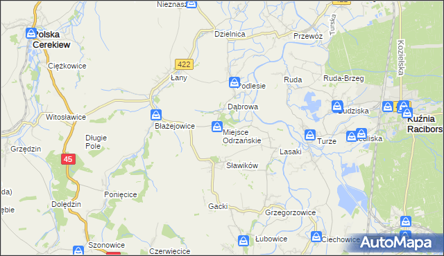 mapa Miejsce Odrzańskie, Miejsce Odrzańskie na mapie Targeo