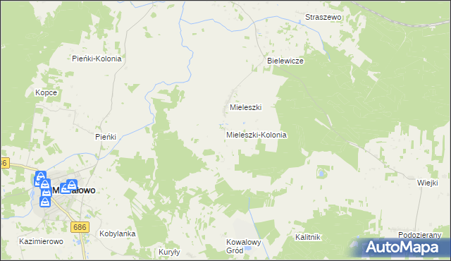 mapa Mieleszki-Kolonia, Mieleszki-Kolonia na mapie Targeo