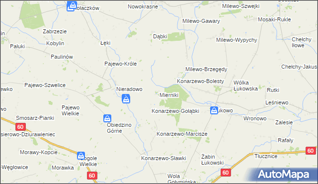 mapa Mierniki, Mierniki na mapie Targeo