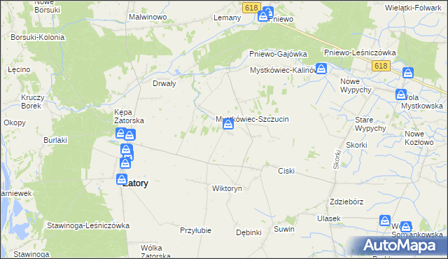 mapa Mierzęcin gmina Zatory, Mierzęcin gmina Zatory na mapie Targeo