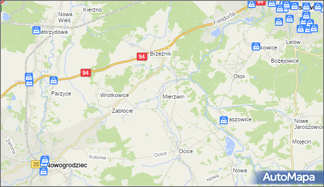 mapa Mierzwin gmina Bolesławiec, Mierzwin gmina Bolesławiec na mapie Targeo