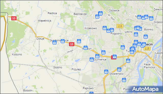 mapa Mierzyn gmina Dobra (Szczecińska), Mierzyn gmina Dobra (Szczecińska) na mapie Targeo