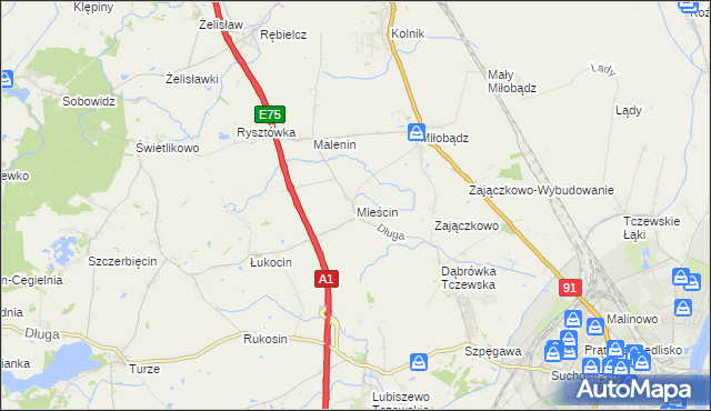 mapa Mieścin, Mieścin na mapie Targeo