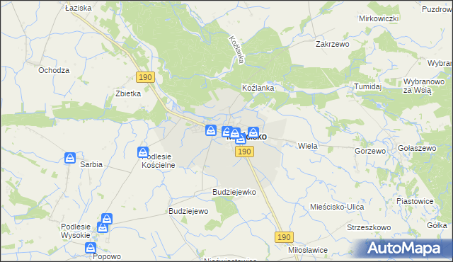 mapa Mieścisko powiat wągrowiecki, Mieścisko powiat wągrowiecki na mapie Targeo