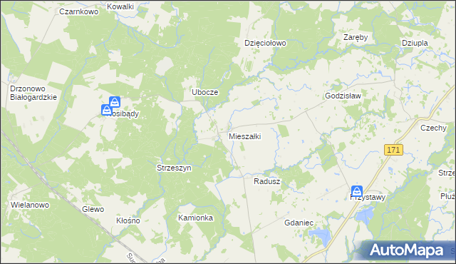 mapa Mieszałki, Mieszałki na mapie Targeo
