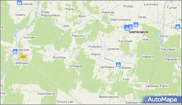 mapa Miętno gmina Siemkowice, Miętno gmina Siemkowice na mapie Targeo