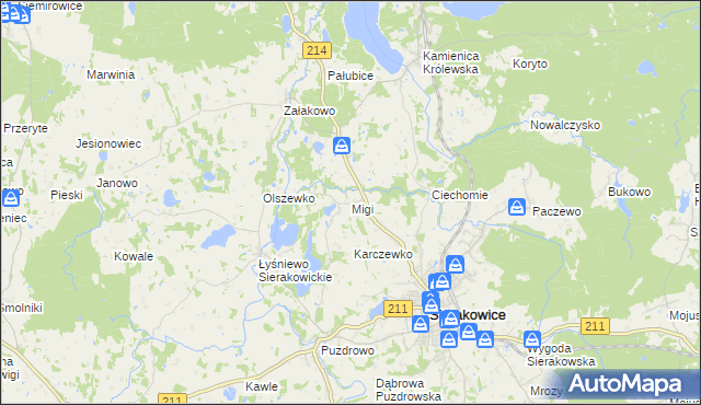 mapa Migi, Migi na mapie Targeo