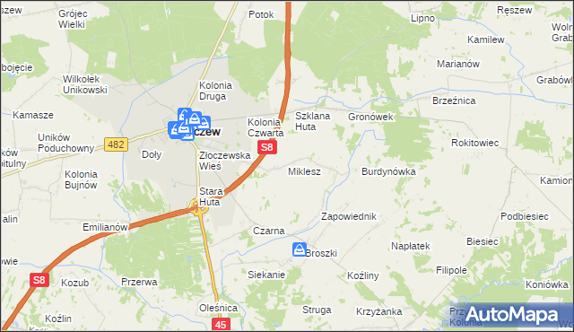 mapa Miklesz, Miklesz na mapie Targeo