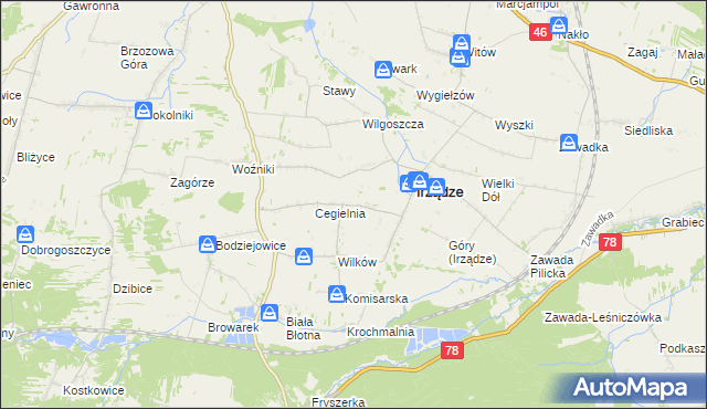 mapa Mikołajewice gmina Irządze, Mikołajewice gmina Irządze na mapie Targeo