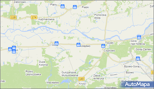mapa Mikołajewo gmina Czarnków, Mikołajewo gmina Czarnków na mapie Targeo