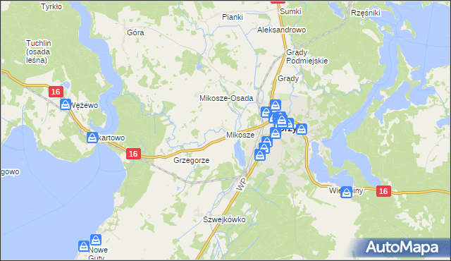 mapa Mikosze, Mikosze na mapie Targeo