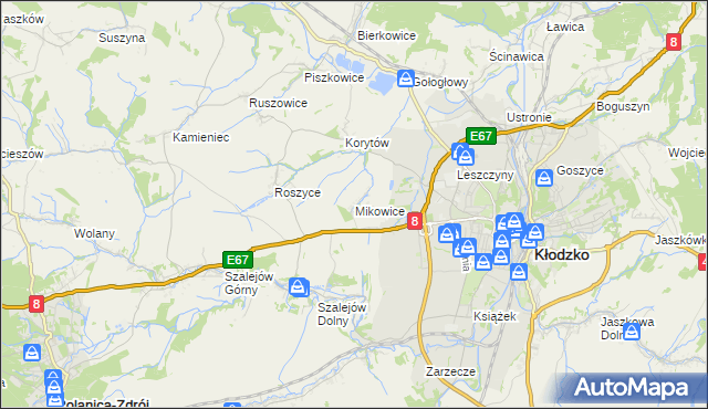 mapa Mikowice gmina Kłodzko, Mikowice gmina Kłodzko na mapie Targeo