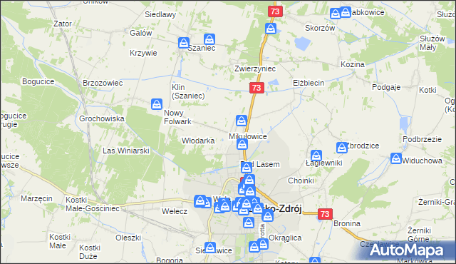 mapa Mikułowice gmina Busko-Zdrój, Mikułowice gmina Busko-Zdrój na mapie Targeo