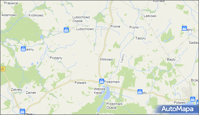 mapa Milikowo, Milikowo na mapie Targeo