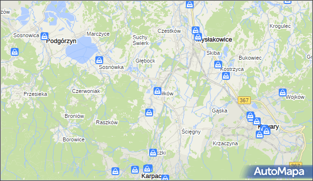 mapa Miłków gmina Podgórzyn, Miłków gmina Podgórzyn na mapie Targeo