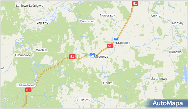 mapa Miłogórze, Miłogórze na mapie Targeo