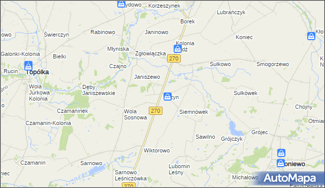 mapa Milżyn, Milżyn na mapie Targeo