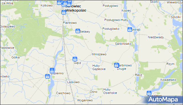 mapa Miniszewo, Miniszewo na mapie Targeo