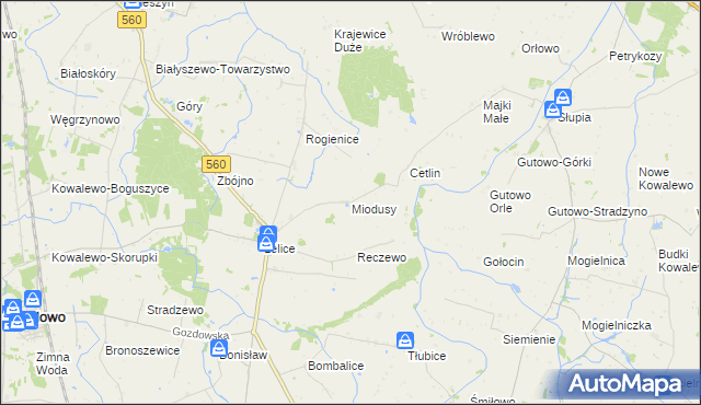 mapa Miodusy, Miodusy na mapie Targeo