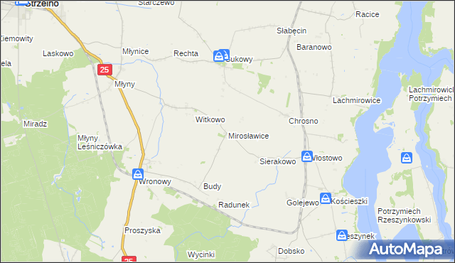 mapa Mirosławice gmina Strzelno, Mirosławice gmina Strzelno na mapie Targeo