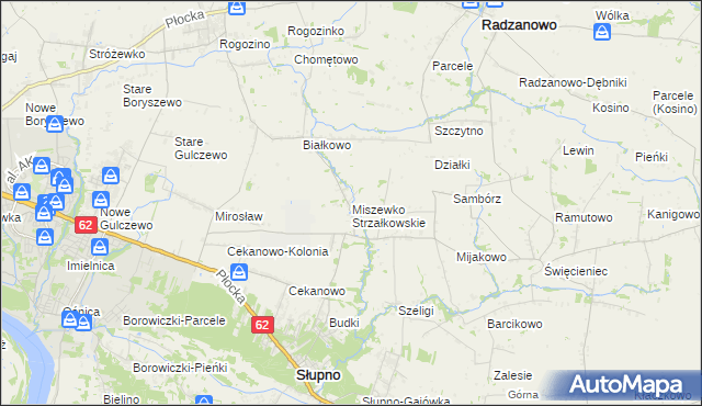 mapa Miszewko Strzałkowskie, Miszewko Strzałkowskie na mapie Targeo