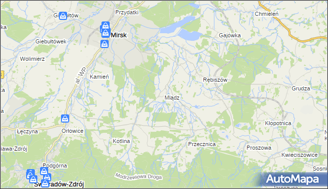 mapa Mlądz, Mlądz na mapie Targeo
