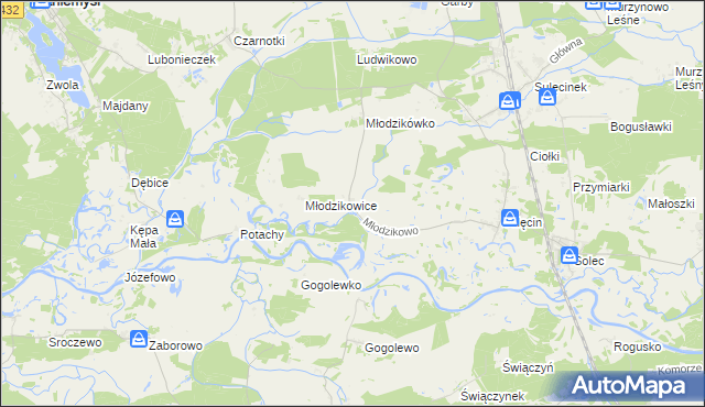 mapa Młodzikowo, Młodzikowo na mapie Targeo