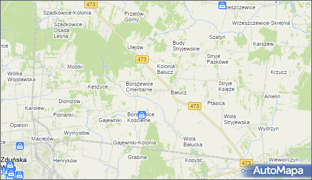 mapa Młynisko gmina Łask, Młynisko gmina Łask na mapie Targeo