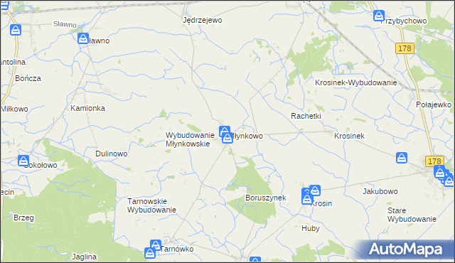 mapa Młynkowo gmina Połajewo, Młynkowo gmina Połajewo na mapie Targeo