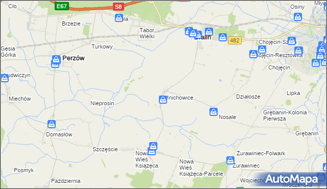 mapa Mnichowice gmina Bralin, Mnichowice gmina Bralin na mapie Targeo