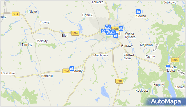 mapa Mnichowo gmina Reszel, Mnichowo gmina Reszel na mapie Targeo