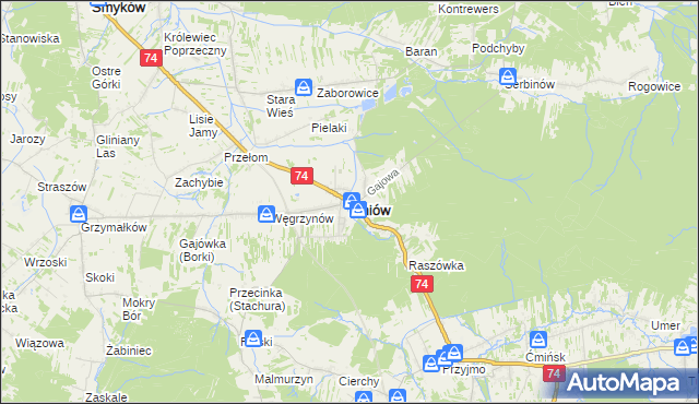 mapa Mniów, Mniów na mapie Targeo