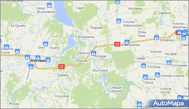 mapa Mniszek gmina Wolanów, Mniszek gmina Wolanów na mapie Targeo