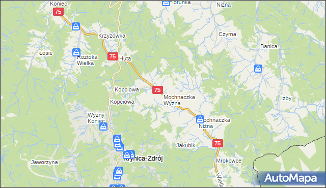mapa Mochnaczka Wyżna, Mochnaczka Wyżna na mapie Targeo