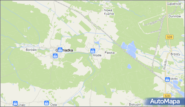 mapa Modła gmina Gromadka, Modła gmina Gromadka na mapie Targeo