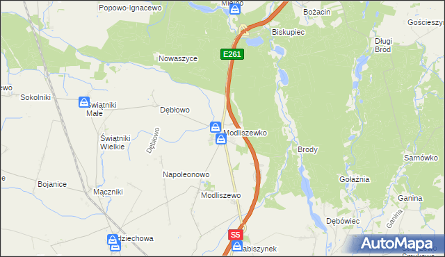 mapa Modliszewko, Modliszewko na mapie Targeo