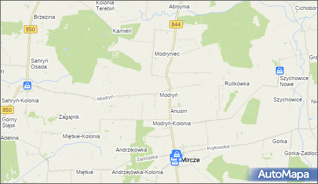 mapa Modryń, Modryń na mapie Targeo