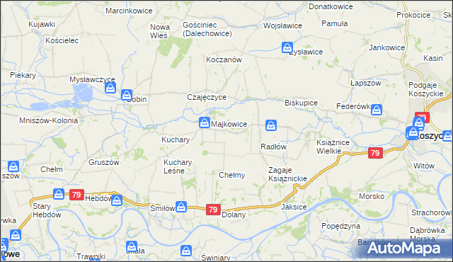 mapa Modrzany, Modrzany na mapie Targeo