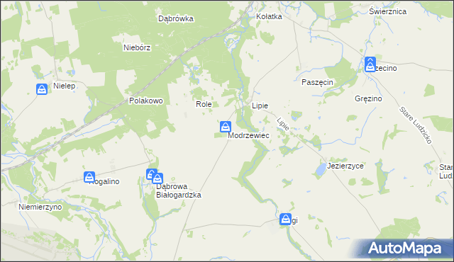 mapa Modrzewiec, Modrzewiec na mapie Targeo