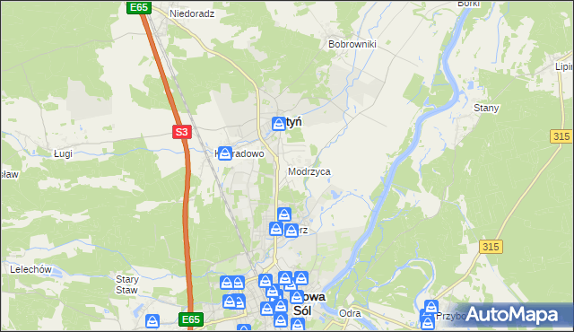 mapa Modrzyca, Modrzyca na mapie Targeo