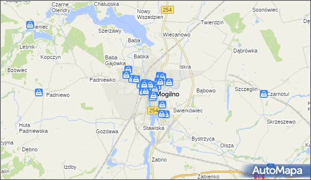 mapa Mogilno, Mogilno na mapie Targeo